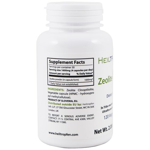 Zeolite 120 Capsules | Detox | Clinoptilolite | 3X Activated | Deitary Supplement | Natural Mineral Dust Less-Than 2 µm | Heiltropfen®
