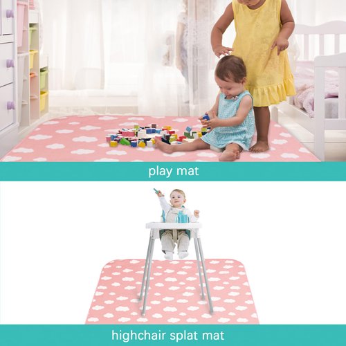 Splat Mat 2 Pack for Under High Chair & Arts & Crafts & Eating Mess, Waterproof Baby Playtime Anti-Slip High Chair Mat for Floor or Table, Reusable & Portable Splash Mat for Under High Chair, 42” ×46”