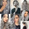 Gray Bundles Ombre Body Wave Bundles Human Hair 8A Two Tone Black And Silver Bundles Human Hair 1 Bundle 30 Inch Two Tone Grey Body Wave Bundles Remy Hair Extensions