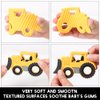 AmazingM Baby Food Grade Silicone Car Teether Toy with Pacifier Clip Holder,Teething Pain Relief Toys Gift Set for 3 Months+ Boys and Girls,Freezer Safe,BPA Free (Bulldozer, Yellow)