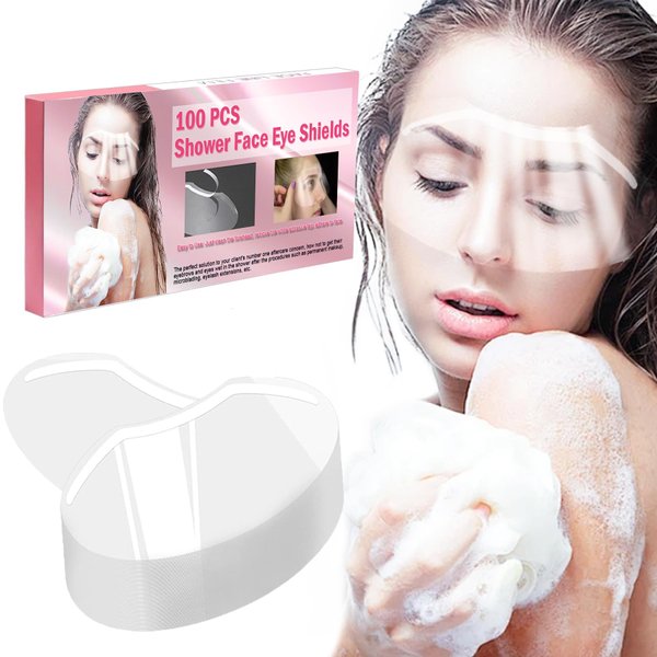 Shower Face Eye Shields, 100 PCS Permanent Makeup Shower Face Shields Visors, Eye Protector Makeup Protective Eyebrow Shower Visor for Eyelash Extensions Eyelid Surgery Lash Aftercare