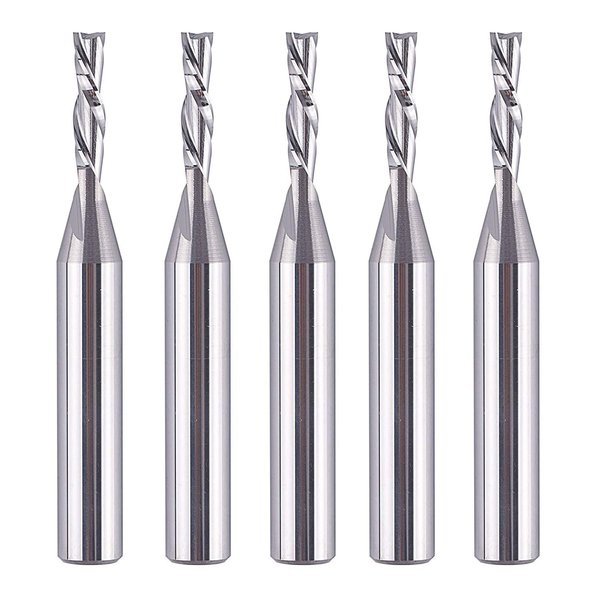 SpeTool 5PCS Down Cut Spiral Router Bit Set 1/4" Shank with 1/8" Cutting Diameter, Carbide CNC Bits for Wood Cutter Milling
