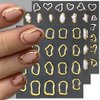 Dornail 6 Sheets 5D Crystal Soft Glue Embossed Nail Stickers Irregular Geometric Frames Nail Decals Hearts Waterdrop Nail Art Stickers Self Adhesive Stickers for Nails Designs Women Nail Accessories