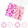 Tyuimhx 48Pcs White French Tip Press on Nails Square Short Fake Nails With 3D Pink Bow Designs Strawberry False Nails Pink Full Cover Stick on Nails Acrylic Artificial Nails for Women Girls