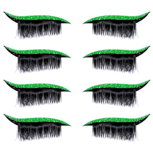 Uranian Eyeliner Stickers with Eyelashes Reusable Eyeliner and Eyelash Stickers Glitter Instant Eye Line Strip Eyeshadow Stickers Colorful Eyelid Tape for Party Eye Makeup Tool for Women (Green)