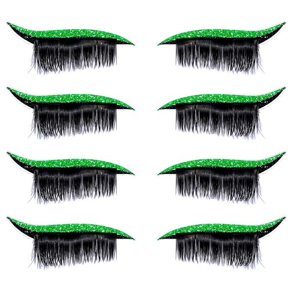 Uranian Eyeliner Stickers with Eyelashes Reusable Eyeliner and Eyelash Stickers Glitter Instant Eye Line Strip Eyeshadow Stickers Colorful Eyelid Tape for Party Eye Makeup Tool for Women (Green)