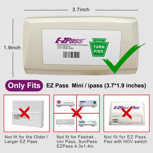 Zeyitian EZ Pass Holder with Super Strong Suction Cups for Windshield. Velcro-Free Ezpass Holder Toll Pass Transponder iPass Holder (Transparent)
