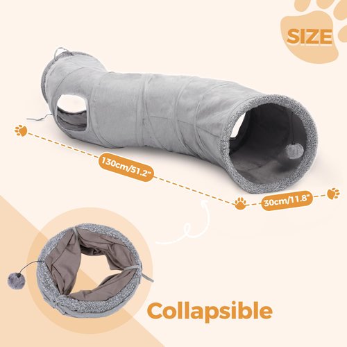 PAWZ Road Cat Tunnel Collapsible S Shape Cat Play Tube 10.5 Inches in Diameter