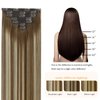FUBILI Clip in Hair Extensions Chestnut Brown Balayage to Platinum Blonde Mix Brown Real Human Hair Medium Brown Ombre Hair Extensions Remy Human Hair Clip in Extensions 14Inch 7Pcs 105g