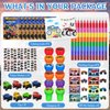 Cinrobiye 72Pcs Monster Truck Coloring Book with Crayons Bulk，Truck Car Party Favors Goodie Bags Fillers，Hot Wheels Birthday Party Supplies Face Stickers Tattoo Prizes Gift for Monster Truck Party