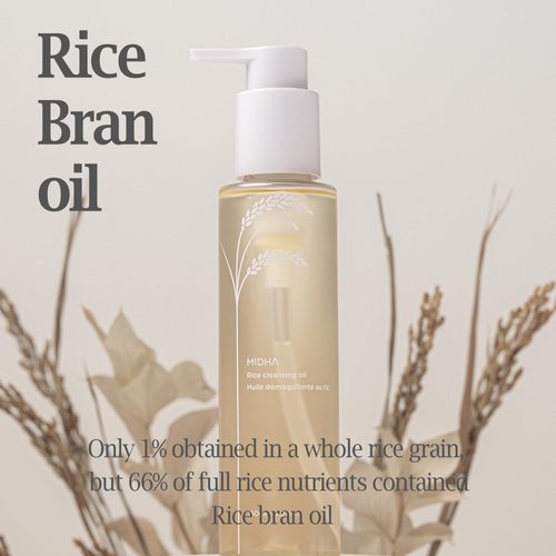 MIDHA Rice Cleansing oil for clean and mild wash for face, non greasy and light texture, quick emulsifying rice bran oil, quick and easy makeup remove
