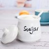 Swetwiny Ceramic Sugar Bowl with Lid and Spoon, 12 Ounces Porcelain Sugar Jar Sugar Dispenser, Sugar Container for Home and Kitchen Decor (White)