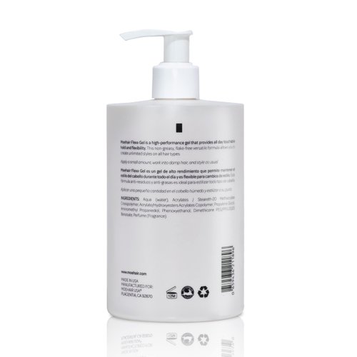 MOEHAIR Flexx Gel 16 Fl oz. Flexible hold styling gel,adds texture moisture and shine to hair, non-greasy, detangles, styles and keeps hair intact, Hair gel for women and men