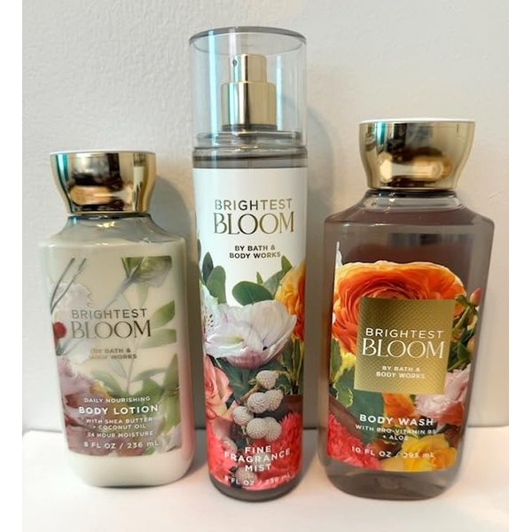 Brightest Bloom Trio Body Care Set - Body Lotion, Fragrance Mist, and Body Wash (Package may vary).