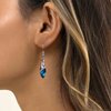 Aneneiceera Bohemia Sapphire Drop Earrings Blue Crystal Dangle Hook Earrings Long Cz Blue Rhinestone Earrings Bridal Sapphire Earrings Jewelry for Women Gifts