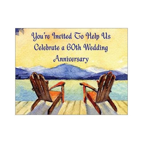 60th Wedding Anniversary Invitations Adirondack Chairs - 50/pk
