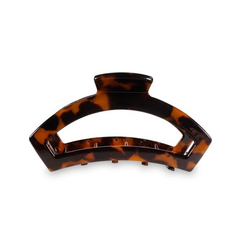 TELETIES - Medium Open Claw Clip - Strong Grip, Bendable Teeth, Comfortable Open Cutout Design - Ideal for Long, Thin to Medium, Curly, or Wavy Hair - For All Hair Textures - Tortoise