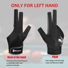 Lion helper Billiard Pool Gloves for Left Hand 3 Finger, Splicing Process, Snooker Cue Sport Glove Popular Sizes for Men & Women (Black, L)