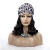 OYSRONG Long Black Color Curly Headband Afro Wig With Black/white Hair Cap Attached Wavy Wigs With Turban Head-wrap Wig