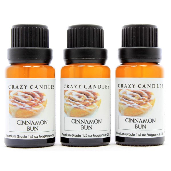 Cinnamon Bun (Made in USA) 3 Bottles 1/2 FL Oz Each (15ml) Premium Grade Scented Fragrance Oil