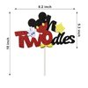 CHuangQi Oh Twodles Glitter Cake Topper, Mickey Themed 2nd Birthday Cake Decor, Second Birthday Party Supplies