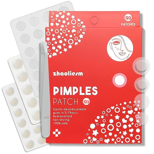 Pimple Patches for Face, Hydrocolloid Acne Patch - Clear Invisible Spot Cover , Blemishes, Zits Oil Absorbing Patch, Breakouts Spot Treatment for Skin Care, Facial Sticker, 2 styles (122 Count)