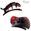 Parcelona French Onde Crystal Flower Shell Brown Round Celluloid Side Slide in Beak Style Hair Slider Claw Clip 2 3/4 Inch