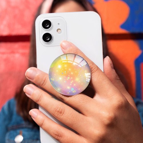 Ksadiye Phone Grip with Expanding Kickstand,Cell Phone Collapsible Stand Pink Bright Stars Design for Smartphones