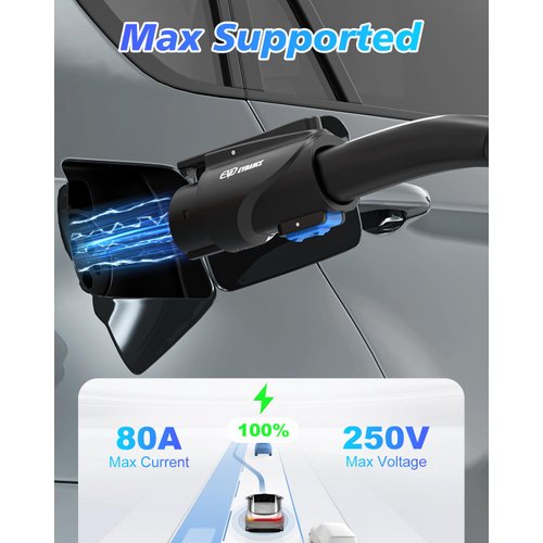 EVDANCE Tesla to J1772 Charging Adapter - Max 80 Amp & 250V J1772 EV Adapter Tesla Charger Adapter Compatible with Tesla High Powered Connectors Destination Chargers and Mobile Connectors (Black)