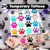 Generic 48PCS Paw Print Dog Cat Party Favors 24PCS Tattoos 24PCS Slap Bracelets Wristbands Themed Birthdays Party Supplies Decorations Pattern Girls Boys Gifts School Classroom Prize Carnival Reward