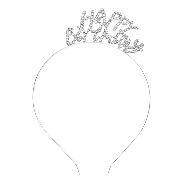Ondder Silver Happy Birthday Headband for Women Shiny Happy Birthday Crown Tiara for Girls Birthday Girl Headband Rhinestone Happy Birthday Tiara Headband for Birthday Partty Decorations
