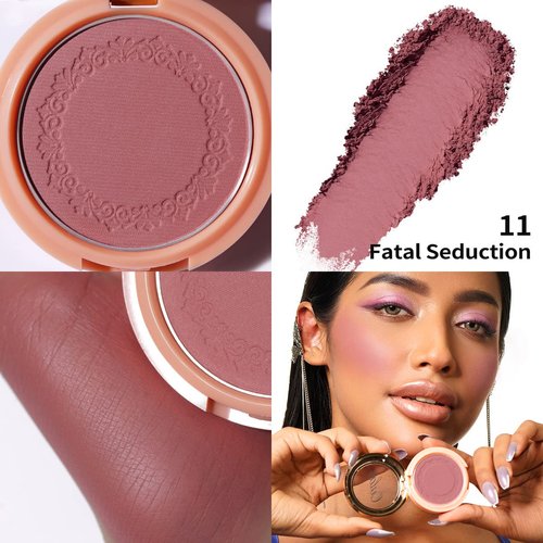 OULAC Blush Makeup Powder Mauve| Natural Matte Blush Cool Tone Skin Light Meidum | Buildable & Light Weight Smooth| Cruelty-Free Blush Vegan | 4.8g 11 Fatal Seduction