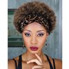 Quantum Love Short Human Hair Wigs Afro Curly Human Hair Headband Wig for Black Women Afro Puff Ombre Brown Headband Glueless Human Hair Wigs