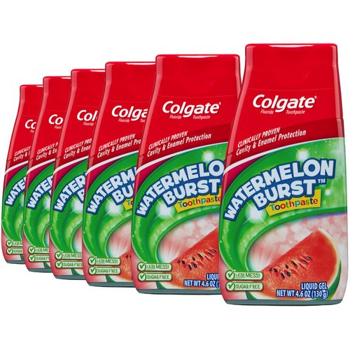 Colgate Kids Toothpaste with Anticavity Fluoride, Cavity and Enamel Protection for Ages 5+, Watermelon Burst - 4.6 ounces (6 Pack)