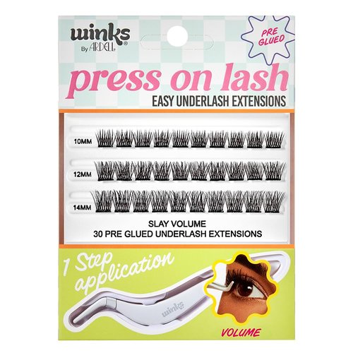 Ardell Winks Press-On Underlash Extensions - Pre-Glued, 30 DIY Lash Clusters, Easy Application, Individual Lashes with Applicator, 1-Pack