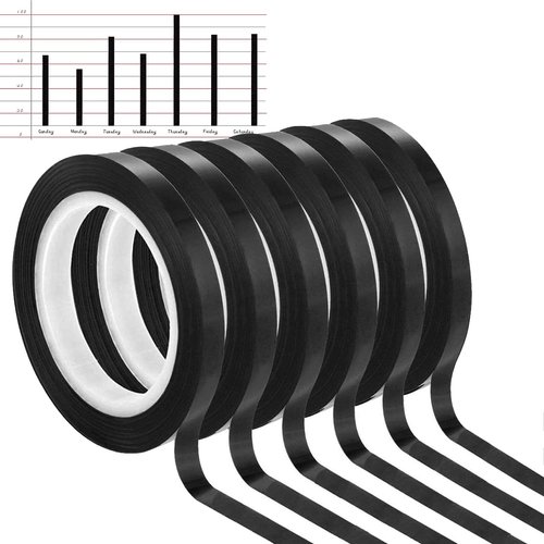 Pinstripe Thin Tape - 6 Pack 1/4" Whiteboard Tape for Dry Erase Board, Pinstriping Graphic Grid Marking Tape for Whiteboard Accessories,Vinyl Chart Tape for Arts, Crafts, Photography, Scrapbooking