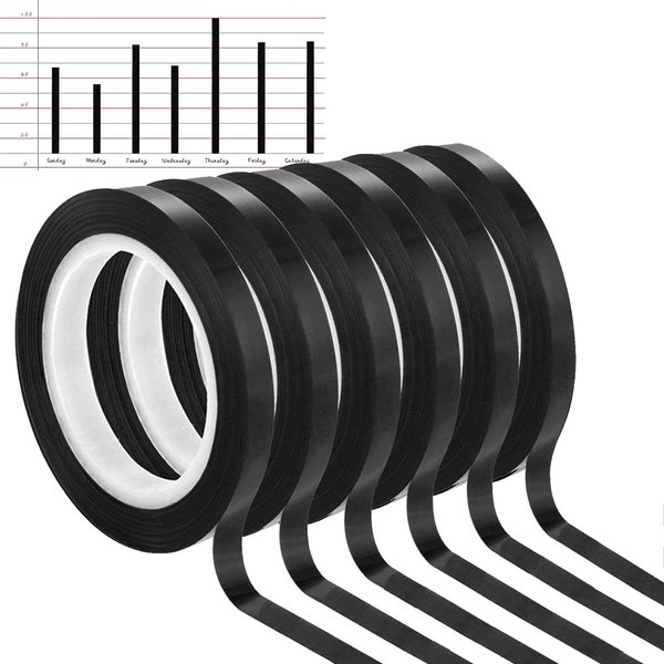 Pinstripe Thin Tape - 6 Pack 1/4" Whiteboard Tape for Dry Erase Board, Pinstriping Graphic Grid Marking Tape for Whiteboard Accessories,Vinyl Chart Tape for Arts, Crafts, Photography, Scrapbooking