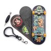 SPITBOARDS 32 x 96 mm Fingerboard Complete Wood Set-Up Assembled, 5-Layers, Silver Trucks with Bushings and Nuts, CNC Bearing Wheels in Transparent Orange, Lasered Foam Grip Tape Cute Monsters