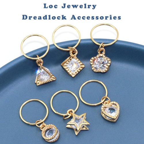 NAISKA Gold Hair Jewelry for Braids with Crystal Star Heart Hair Charms Loc Dreadlock Braid Accessories Shiny Hair Accessories Decoration Hair Clips Jewelry for Women and Girls Braids