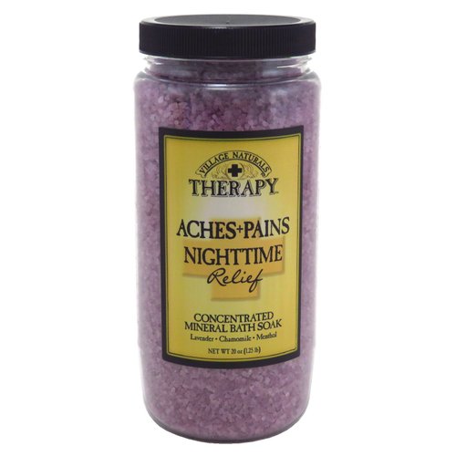 Village Naturals Aches & Pains nighttime Relief mineral bath Soak, 20 Ounce