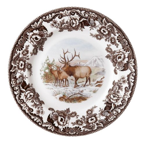 Spode Woodland Salad Plate, Elk, 8” | Cabin Cottage Lodge Dinnerware | Made in England from Fine Earthenware | Microwave and Dishwasher Safe