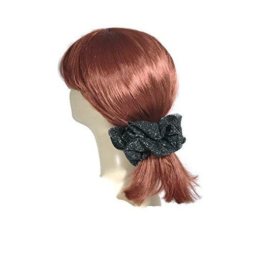 Messy Bun Scrunchie Black and Metallic Silver Hair Scrunchie Retro Scrunchie Hair Tie
