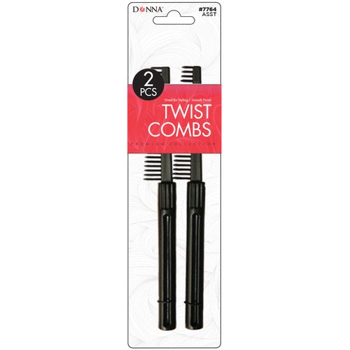 DONNA PREMIUM PEARL COMBO Twist COMBS Great for All Hair Type, Hair Styling Comb for Women, Salon, 1PC BLACK COLOR