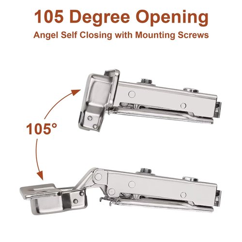 1 Pairs （2 Pack）Soft Close Kitchen Cabinet Door Hinges fit for Face Frame Cabinet,105 Degree Opening Angel Self Closing with Mounting Screws by Probrico