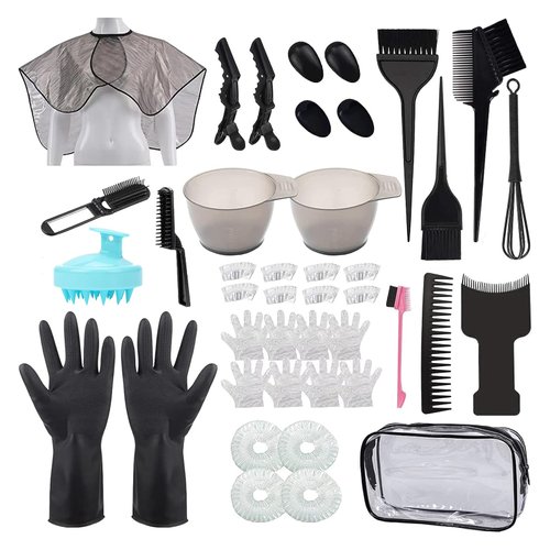 42 Pieces Hair Dye Coloring Kit, Hair Tinting Bowl,Dye Brush,Hair agitator,Ear Cover,HairClip, Hair Coloring Cape,Gloves for DIY Salon Hair Coloring Bleaching Hair Dryers Hair Dye Tools