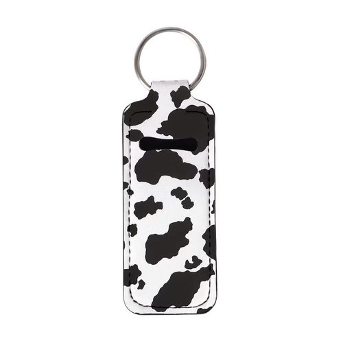 Jeiento Black and White Cow Print Chapstick Holder Keychain Lip Balm Holder with Clip,Chapstick Lipstick Lipgloss Holder Bulk for Lanyards, Keychain