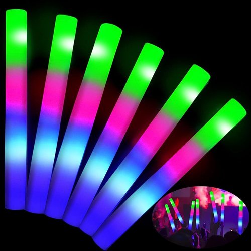 24 Pcs Giant 16 Inch Foam Glow Sticks Halloween Party Supplies Favors 3 Modes Color Changing Led Light Sticks Glow Batons Glow In The Dark Accessory for Birthday Wedding Concerts Halloween Decorations