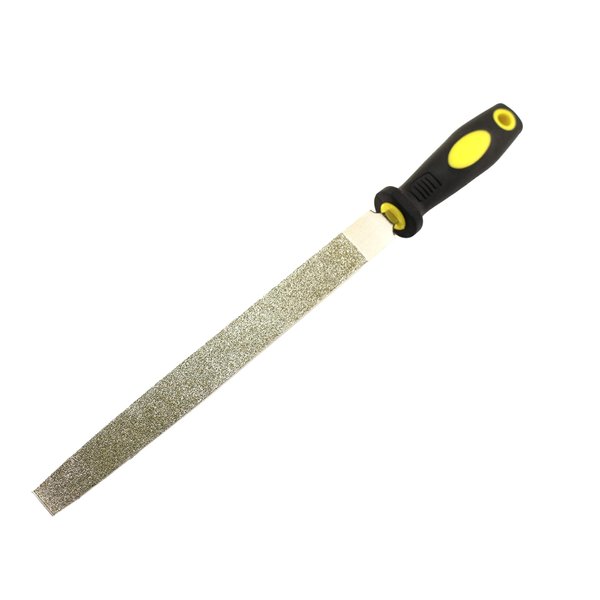 TEMO 10 Inch (25 cm) Long Diamond Coated Flat File Grit 60 Coarse, Diamond Coated Flat File Plastic Handle Hand Tools for Grinding on Glass, Stone, Marble, Rock, Bone