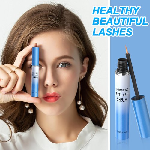 Lash Serum, Rapid Eyelash Growth Serum, Eyelash Serum for Eyelash Growth Thickness, Stronger, Healthier Lashes & Brows, Longer, Fuller, and Thicker Lashes, Vegan & Cruelty-Free (Light Blue 4ML)