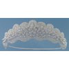 Elegant Pearly Bridal Crown Adorned with Bugle Beads and Accented with A.B. (Iridescent) Crystal Beads for Wedding, Prom, Quinceañera or Other Special Events #88DD (WHITE)